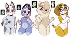 anthro female female/female flat_chested group group_nudity slightly_chubby young kloudmutt bluey_(series) honey_(bluey) judo_(bluey) muffin_heeler socks_heeler canid canine canis domestic_dog mammal 2:1 hi_res