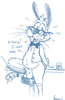 balls big_penis blush bodily_fluids bottomless clothed clothing cum eyewear genital_fluids genitals glasses involuntary_orgasm male orgasm paws penis shaking solo spats text toony emenius hare lagomorph leporid mammal rabbit digital_drawing_(artwork) digital_media_(artwork) english_text hi_res