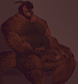 2_horns anthro balls belly big_muscles big_penis black_sclera erection foreskin genitals hair hand_on_leg holding_own_penis holding_penis horn humanoid_genitalia humanoid_penis licking licking_lips male markings musclegut muscular navel nude penis short_hair sitting slightly_chubby snout solo spots spotted_body tail tongue tongue_out vein veiny_penis maison_6 mythology dragon mythological_creature mythological_scalie scalie wingless_dragon colored digital_drawing_(artwork) digital_media_(artwork) hi_res shaded