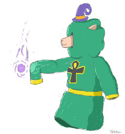 ambiguous_gender ankh anthro clothed clothing floating fully_clothed hat headgear headwear hidden_eyes magic magic_user robe solo witch_hat tetchy_(artist) bovid caprine mammal sheep 2023 aliasing digital_media_(artwork)