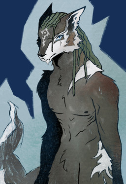 anthro anthrofied athletic athletic_anthro athletic_male blush bodily_fluids dreadlocks fluffy fluffy_tail male nipples nude solo sweat sweatdrop tail nightlane nintendo the_legend_of_zelda twilight_princess link_(wolf_form) canid canine canis mammal wolf digital_drawing_(artwork) digital_media_(artwork) digital_painting_(artwork) hi_res painting_(artwork)