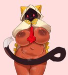 2023 :3 animal_humanoid arc_system_works areola big_areola big_breasts blazblue blush bodily_fluids breasts brown_body brown_skin cat_humanoid cat_tail clothed clothing covering covering_crotch dark_areola dark_body dark_nipples dark_skin dipstick_tail dripping felid felid_humanoid feline feline_humanoid female front_view hi_res hood huge_breasts humanoid kagarimachi_ame kaka_(blazblue) legs_together mammal mammal_humanoid markings mostly_nude navel nipples open_clothing open_topwear portrait pubes red_eyes shadow_face slightly_chubby slightly_chubby_female slightly_chubby_humanoid smile solo standing steam sweat tail tail_markings taokaka three-quarter_portrait topwear wide_hips
