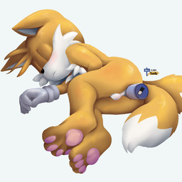 2_tails 4_toes 5_fingers anal anal_masturbation anal_penetration anthro backsack balls barefoot blush butt clothing dipstick_tail eyes_closed feet fingers foot_focus fur genitals gloves handwear hindpaw long_tail looking_pleasured lying male markings masturbation multi_tail multicolored_body multicolored_fur nude object_in_ass on_ground on_side pawpads paws penetration perineum pink_pawpads plug_(sex_toy) plug_insertion sex_toy sex_toy_in_ass sex_toy_insertion shota simple_background sleeping sleeping_on_ground soles solo tail tail_markings toes two_tone_body two_tone_fur vibrator vibrator_in_ass white_background white_body white_clothing white_fur white_gloves white_handwear white_tail_tip yellow_body yellow_fur young young_anthro young_male anitwenty sega sonic_the_hedgehog_(series) miles_prower canid canine canis fox mammal 1:1 2023 absurd_res hi_res