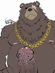 anthro belly brown_body brown_fur erection facial_scar fur genitals humanoid_genitalia humanoid_penis jewelry male missing_eye musclegut muscular neck_tuft necklace nipples nude pecs penis scar solo tuft vein veiny_penis shirako mihoyo zenless_zone_zero ben_bigger bear mammal 3:4 hi_res