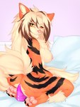 anal anal_masturbation anal_penetration anthro bed bedding big_tail black_markings blanket breasts butt chest_tuft claws dildo dildo_in_ass dildo_insertion feet female fur furniture highlights_(coloring) humanoid_feet lube markings masturbation nipples object_in_ass orange_body orange_fur pawpads paws penetration pillow pink_nose plantigrade sex_toy sex_toy_in_ass sex_toy_insertion simple_background soles solo tail toying_self tuft yellow_eyes lilyamae nintendo pokemon xara_cloud_(korthara) arcanine canid canine generation_1_pokemon mammal pokemon_(species) hi_res