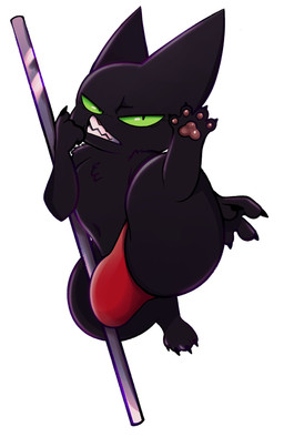 anthro black_body black_fur bulge clothing dancing detailed_bulge digitigrade fur genital_outline green_eyes male pawpads penis_outline pole pole_dancing solo stripper_pole thong underwear salamikii cartoon_network mao_mao:_heroes_of_pure_heart sheriff_mao_mao_mao domestic_cat felid feline felis mammal hi_res
