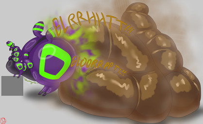 2_tails ambiguous_gender belly big_butt black_belly brown_text bubble_butt butt excessive_feces exoskeleton fart fart_cloud feces feces_pile feral green_body green_fart_cloud green_text half-closed_eyes huge_butt hyper hyper_butt hyper_feces multi_tail multicolored_body multicolored_exoskeleton narrowed_eyes nude onomatopoeia pooping pooping_on_floor purple_body purple_exoskeleton purple_tail quadruped scatplay segmented_body simple_background slightly_chubby slightly_chubby_feral solo sound_effects square stink_fumes tail text white_background wide_hips yellow_eyes yellow_sclera izzyjuice nintendo pokemon arthropod generation_5_pokemon myriapod pokemon_(species) scolipede 2025 absurd_res colored digital_drawing_(artwork) digital_media_(artwork) hi_res