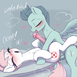 anal anal_penetration animal_ears animal_genitalia animal_penis crossgender duo equine_genitalia equine_penis eyelashes eyes_closed feral feral_on_feral feral_penetrated feral_penetrating feral_penetrating_feral ftg_crossgender fti_crossgender genitals gynomorph gynomorph/male hair intersex intersex/male licking looking_pleasured male male_penetrating oral penetration penile penile_penetration penis penis_lick pink_hair quadruped sex smile tail text thick_thighs tongue white_body wings t72b friendship_is_magic hasbro my_little_pony mythology doctor_high_fever_(mlp) nurse_redheart_(mlp) equid equine mammal mythological_creature mythological_equine pegasus 1:1 absurd_res hi_res