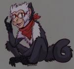 ambiguous_gender anthro clothing eyewear glasses grey_background hair kerchief nude simple_background solo tail white_hair vagabond_(artist) friday_(vagabond) capuchin_monkey cebid gracile_capuchin haplorhine mammal monkey new_world_monkey primate 2015 hi_res