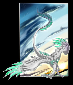 ambiguous_gender aquamarine_(gem) blue_eyes blue_tongue cloud crystal digitigrade fangs feathered_wings feathers feet feral flying fur hindpaw mountain outside paws sea shooting_star sky solo star sun tail teeth tongue water white_body white_fur wings ahro mythology dragon feathered_dragon feathered_scalie furred_dragon furred_scalie mythological_creature mythological_scalie scalie 2013
