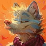 anthro autumn autumn_leaves blep falling_leaves male scarf solo tongue tongue_out latrans zax_(zwalexan) arctic_fox canid canine domestic_cat felid feline felis fox hybrid mammal tabby_cat true_fox 1:1 bust_portrait hi_res portrait