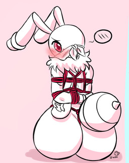 anthro bdsm blush blush_lines bondage bound bubble_butt butt femboy imminent_sex nude restraints rope rope_bondage solo woebeeme mercury_(woebeeme) arthropod bee hymenopteran insect 2023 hi_res signature tagme