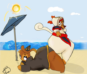 anthro beach big_butt butt clothed clothing duo hat headgear headwear huge_butt hyper hyper_butt male male/male ninja shortstack sitting_on_butt sun tail warrior wizard_hat wizard_robe rzuz bloons_tower_defense ninja_kiwi ninja_monkey_(bloons) wizard_monkey_(bloons) haplorhine mammal monkey primate hi_res
