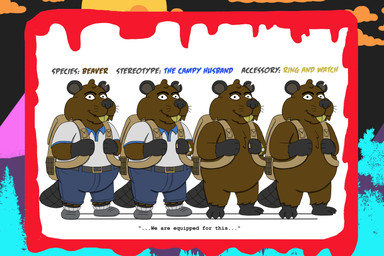 1980s_theme accessory_only anthro backpack belt blood bodily_fluids bottomwear bright_colors buckteeth camping cheek_tuft chest_tuft clock clothing collared_shirt denim denim_bottomwear denim_clothing denim_shorts digit_ring ear_clip eyebrows facial_tuft footwear head_tuft jewelry male no_genitals nude pockets polo_shirt quote ring round_ears shirt shoes shorts smile socks solo teeth text topwear tuft watch wedding_ring whiskers yellow_teeth alystairphantem the_party_animals chip_barker_(the_party_animals) beaver mammal rodent 3:2 absurd_res english_text hi_res