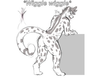 anthro anus balls digitigrade genitals looking_at_viewer looking_back male perineum solo tongue tongue_out wiggle_lines nolow nolow_(character) cheetah felid feline mammal 2021