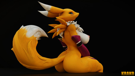 anthro breasts butt curvy_figure female fur simple_background solo tail voluptuous krako warfaremachine_(modeler) bandai_namco digimon warfare_renamon canid digimon_(species) mammal renamon 2025 3d_(artwork) absurd_res blender_(artwork) blender_cycles_(artwork) digital_media_(artwork) hi_res wallpaper