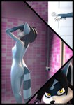 3d_(artwork) anthro bathing bathroom black_hair blue_body blue_fur breasts brother_(lore) brother_and_sister_(lore) comic comic_panel determined digital_media_(artwork) erect_nipples eyes_closed felix_(striped_sins) female flat_chested fur hair hi_res imminent_incest male mammal nipples nude piercing_gaze pinup pose procyonid raccoon ryder_(striped_sins) shower shower_head showering sibling_(lore) sister_(lore) small_breasts solo striped_sins text url willitfit yellow_eyes