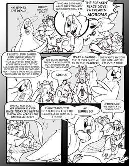 3_toes 4_fingers aloha_shirt angry anthro bruised bruised_eye clothing dizzy facial_hair feet fingers forced frustrated group horror_(expression) humor male mustache pattern_clothing pattern_shirt pattern_topwear realization sarcastic shirt sweater toes topwear trio turtleneck wings chris_fischer chip_'n_dale_rescue_rangers disney dale_(disney) monterey_jack_(cdrr) avian bird chipmunk columbid dove ground_squirrel mammal mouse murid murine rodent sciurid hi_res