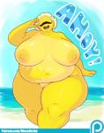 :d belly big_belly big_breasts blonde_hair breasts dialogue eyes_closed female genitals glistening glistening_body hair huge_breasts navel nipples not_furry nude obese obese_female obese_humanoid open_mouth overweight overweight_female overweight_humanoid patreon_logo pussy short_hair smile solo suntan tan_line teeth text thick_thighs tongue website_logo wide_hips yellow_body yellow_skin dieselbrain patreon sucy cyclops humanoid english_text hi_res url