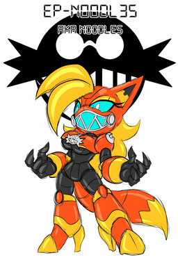 anthro big_breasts black_body blonde_hair blue_sclera breasts clothing drone female footwear hair high_heels long_hair multicolored_body orange_body shoes solo tail white_eyes yellow_body chaoscroc eggman_logo sega sonic_the_hedgehog_(series) fan_character noodles_(slizergiy) canid canine canis egg_pawn mammal wolf 2026 hi_res