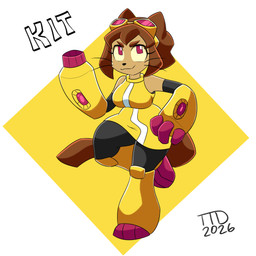 anthro arm_cannon armor bottomwear breasts clothed clothed_anthro clothed_female clothing eyewear female fully_clothed fully_clothed_anthro fully_clothed_female gauntlets gloves goggles handwear leggings legwear medium_breasts skirt solo tan_body thick_thighs topwear weapon_arm wide_hips travis_the_dragon gameoverse glitch_productions kit_bodega felid feline mammal 1:1 hi_res