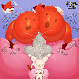 anthro balls big_balls big_butt big_penis butt duo eating female food genitals huge_balls huge_butt huge_penis male male/female mature_female meat orange_body penetration penis sausage text vein veiny_penis white_body lokbunny17 brew_dafox_(superiorfox) lok_bunny amoeba_(organism) aquatic canid canine fox lagomorph leporid mammal rabbit english_text hi_res
