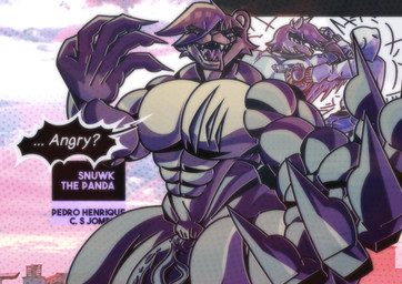 alternate_costume anthro clothed clothing comic_panel duo_in_panel facial_scar fighting_over_boy growth gun male male_anthro motion_lines movement muscle_growth nails nude nude_male pose ranged_weapon robber scar scars_all_over solo_focus teasing teasing_viewer teeth teeth_showing text_box thief tongue weapon snuwkthelewd darkson_(berettiger26) bear brown_bear human mammal ursine 2025 hi_res