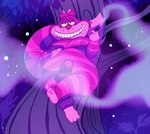 anthro balls bedroom_eyes belly cigar erection fur genitals male narrowed_eyes nipples overweight penis purple_body purple_fur seductive slightly_chubby slightly_chubby_male smile smoke smoking solo striped_body striped_fur stripes nibblenippler alice_in_wonderland cheshire_cat domestic_cat felid feline felis mammal hi_res