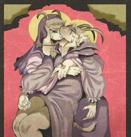 5_fingers abstract_background ambiguous_gender anthro arms_around_chest arrow_(weapon) arrow_in_neck blood blood_drip blood_from_neck bodily_fluids border bovid_horn caprine_horn chain_necklace cheek_tuft clothed clothing curled_fingers curved_horn death dripping duo dying eyelashes facial_tuft fingernails fingers floppy_ears fluffy_ears frilly frilly_clothing frilly_sleeves frilly_topwear frown fully_clothed fur furrowed_eyebrows hair half-closed_eyes headgear headwear heart_gem heart_jewelry heart_necklace holding_another hood_down horn humanoid_hands jewelry lidded_eyes long_ears looking_up lop_ears nails narrowed_eyes neck_tuft necklace puffy_sleeves purple_clothing purple_headwear purple_hood purple_robe ranged_weapon red_background religious_motif robe rounded_snout sad sharp_fingernails sharp_nails short_hair simple_background tail tan_horn tears thin_horn thin_tail topwear tuft veil weapon white_body white_fur white_hair y_nose wolfertinger undertale undertale_(series) asriel_dreemurr toriel boss_monster_(undertale) bovid caprine goat mammal 2024 hi_res inspired_by_formal_art shaded soft_shading female_(lore) male_(lore) mother_(lore) mother_and_child_(lore) mother_and_son_(lore) parent_(lore) parent_and_child_(lore) parent_and_son_(lore) son_(lore)