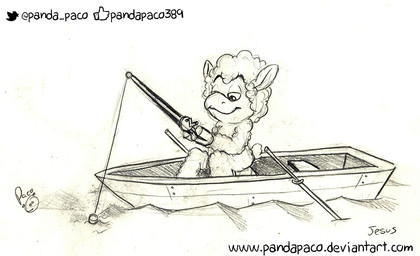 anthro boat closed_smile fishing fishing_rod fur glistening glistening_eyes holding_fishing_rod holding_object logo male mouth_closed narrowed_eyes sitting smile solo text vehicle watercraft wool_(fur) young young_anthro young_male pandapaco bovid caprine mammal sheep 2016 artist_logo monochrome signature url