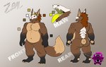 anthro butt fluffy fluffy_tail fur hair horn male mask musclegut muscular navel open_mouth skull_mask solo tail text thick_thighs tongue wide_hips yellow_tongue wildside zeal_(azenspice) gnoll hybrid hyena kobold mammal scalie 2024 english_text hi_res model_sheet watermark