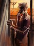 anthro cigarette clothed clothing looking_at_viewer male smoking solo standing pinguinolog domestic_cat felid feline felis mammal 2016 3:4 digital_media_(artwork) digital_painting_(artwork) hi_res