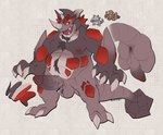 anthro anus balls butt claws digital_media_(artwork) erection fan_character fusion generation_1_pokemon generation_4_pokemon genitals hair hexkates hi_res horn hybrid male mammal model_sheet nintendo nipples nude open_mouth penis pokemon pokemon_(species) pokemon_fusion rhydon rhyperior simple_background smile solo tail