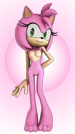anthro barefoot breasts feet female fur genitals green_eyes looking_at_viewer navel nipples nude nude_anthro nude_female pink_body pink_fur pink_nipples simple_background small_breasts smile solo vulva rarequinez sega sonic_the_hedgehog_(series) amy_rose eulipotyphlan hedgehog mammal 2023 3d_(artwork) digital_media_(artwork) hi_res