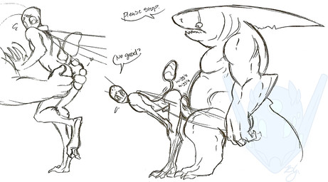 abdomen antennae anthro arthropod bee butt butt_grab chubby dialog digitigrade erection fish gay grinding insect male marine penis shark size_difference source_request text uncolored unknown_artist wings
Rating: Explicit
Score: 3
User: Silkywere
Date: April 04, 2014