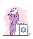 accessory appliance bow_ribbon breasts female genitals hair_accessory hair_bow hair_ribbon laundry laundry_machine nipples nude purple_body pussy ribbons simple_background solo washing_machine el_senor_erizo happy_tree_friends lammy_(htf) bovid caprine domestic_sheep mammal sheep colored