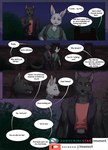 anthro canid canine canis clothed clothing comic dialogue english_text fjollettigeren lagomorph leporid male mammal profanity rabbit richirichi robbery robbing text wolf