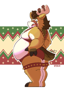 after_transformation anthro antlers bell belly big_butt butt clothing cloven_hooves deerified harness hooves horn looking_back male moobs overweight overweight_anthro overweight_male scut_tail short_tail solo surprised tail thick_thighs transformation underwear fatwagon scott_(corgipudding) canid canine canis deer domestic_dog herding_dog mammal pastoral_dog welsh_corgi absurd_res hi_res