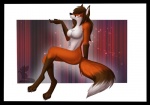 3_toes 5_fingers anthro beckoning black_border blue_eyes border breasts brown_hair claws featureless_breasts feet female fingers fluffy fluffy_tail gesture gloves_(marking) hair looking_at_viewer markings multicolored_tail nude simple_background smile smirk solo tail toe_claws toes fox_fury canid canine fox mammal 2013