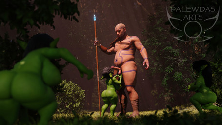 ball_grab balls biped druid duo_focus erection female forest genitals green_body green_skin grope group holding_melee_weapon holding_object holding_polearm holding_spear holding_weapon larger_male magic_user male male/female markings melee_weapon mostly_nude_human mostly_nude_male nude nude_female nude_humanoid outside penis plant polearm purple_markings shortstack size_difference spear staff tree tribal tribal_markings tribal_spellcaster weapon palewdas_arts scrag_(modeler) barn_(palewdasarts) goblin human mammal 16:9 3d_(artwork) digital_media_(artwork) hi_res widescreen