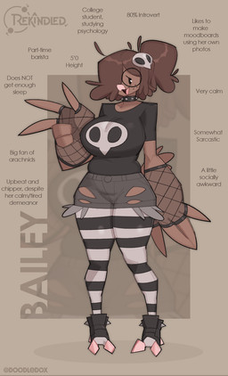 anthro armwear big_breasts black_clothing black_footwear black_shirt black_shoes black_topwear bottomwear breasts brown_body brown_feathers brown_hair choker clothing eyewear feather_hands feathers feet female fishnet_armwear fishnet_clothing footwear freckled_face freckles furgonomic_footwear furgonomics gesture glasses grey_bottomwear grey_clothing grey_shorts hair hair_over_eye hand_gesture jewelry legwear necklace non-mammal_breasts open_mouth pattern_clothing pattern_legwear pattern_thigh_highs shirt shoes shorts skull_accessory skull_shirt slightly_chubby slightly_chubby_anthro slightly_chubby_female solo spiked_choker striped_clothing striped_legwear striped_thigh_highs stripes tail tail_feathers talons text thigh_highs toes topwear torn_bottomwear torn_clothing torn_shorts v_sign doodledox bailey_(doodledox) avian bird 2024 english_text hi_res