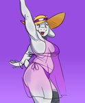 anthro big_breasts bikini black_eyes bracelet breasts clothing eyelashes fangs female floppy_ears fur gesture hat headgear headwear horn jewelry looking_at_viewer lop_ears mature_anthro mature_female open_mouth open_smile purple_background purple_bikini purple_clothing purple_swimwear raised_arm scut_tail short_tail side_view simple_background slightly_chubby slightly_chubby_anthro slightly_chubby_female smile solo sun_hat swimwear tail teeth thick_thighs two-piece_swimsuit under_boob waving waving_at_viewer white_body white_fur white_horn wide_hips necroeddie undertale_(series) toriel boss_monster_(undertale) bovid caprine goat mammal 2023 absurd_res digital_media_(artwork) hi_res