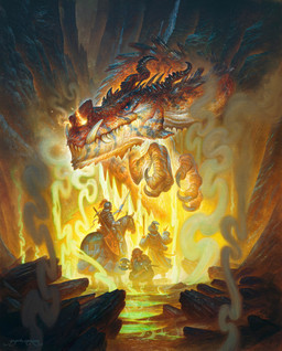 ambiguous_gender armor axe claws clothing feral fire fire_from_nose group hat headgear headwear helmet holding_axe holding_melee_weapon holding_object holding_polearm holding_spear holding_staff holding_weapon horn melee_weapon polearm red_body red_eyes red_scales scabbard scales sharp_teeth shield size_difference smoke spear staff standing teeth weapon wizard_hat justin_gerard mythology dragon dwarf equid equine horse human mammal mythological_creature mythological_scalie scalie 2017 hi_res