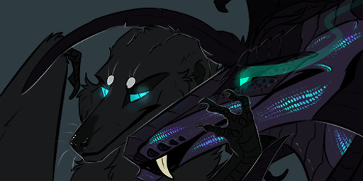 ambiguous_gender black_nose blue_eyes blue_sclera claws duo empty_eyes fangs feral fur glowing glowing_eyes grey_body grey_fur grey_wings membrane_(anatomy) membranous_wings mouth_closed narrowed_eyes purple_body teeth unsigned wing_claws wings kardinaluz mythology canid dragon mammal mythological_creature mythological_scalie scalie 2:1 low_res