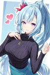 blue_hair breasts clothed clothing ear_accessory eyebrows female hair jewelry necklace ponytail purple_eyes ribbed_clothing ribbed_sweater solo sweater tail topwear turtleneck tomo_(tmtm_mf_mf) cygames uma_musume_pretty_derby mejiro_ardan_(pretty_derby) animal_humanoid equid equid_humanoid equine equine_humanoid horse_humanoid humanoid mammal mammal_humanoid 2025 hi_res