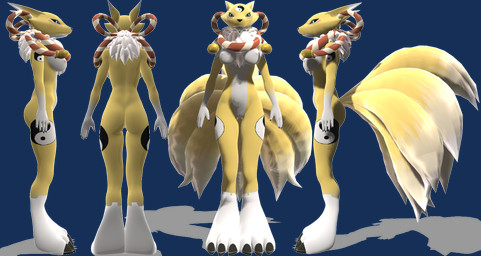 anthro antrum armor armwear belly black_sclera blue_eyes boots breasts bridal_gauntlets clothing featureless_crotch female footwear fur gauntlets gloves grey_background handwear lock mostly_nude nipple_outline nude shoes simple_background solo totem visor white_belly white_body white_fur yellow_body yellow_fur taiyokuro89 bandai_namco digimon canid canine digimon_(species) kyubimon mammal 2016 3d_(artwork) alpha_channel digital_media_(artwork) mikumikudance_(artwork)