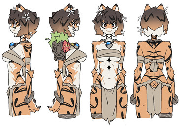 abs anthro black_body black_eyes black_fur black_hair breasts brown_hair claws clothing fangs female flower front_view fur gradient_hair hair holidays looking_at_viewer markings multicolored_body multicolored_fur multicolored_hair muscular navel open_mouth open_smile orange_body orange_fur plant rear_view short_hair side_view simple_background skindentation smile solo standing teeth tiki tribal tribal_clothing under_boob white_background white_body white_fur white_hair wood requin_cobalt chinese_zodiac new_year new_year_2022 year_of_the_tiger felid mammal pantherine tiger 2026 model_sheet portrait remake three-quarter_portrait