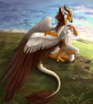 anthro beak breasts feathered_wings feathers female looking_at_viewer nipples non-mammal_breasts non-mammal_nipples nude outside solo tail whiskers wings vera_(artist) asian_mythology east_asian_mythology mythology eva_(ozawk) accipitrid accipitriform avian bird dragon eastern_dragon egyptian_vulture feathered_dragon feathered_scalie gryphon hybrid mythological_avian mythological_creature mythological_scalie old_world_vulture scalie vulture