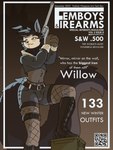 2022 3:4 4_fingers ammo_box anthro belt black_hair boots bottomwear clothing cover crop_top cryptid english_text femboy fingers fishnet_clothing fishnet_legwear footwear gun hair handgun hi_res holding_gun holding_handgun holding_object holding_ranged_weapon holding_revolver holding_weapon legwear magazine_cover male marcus_gray meme qr_code ranged_weapon revolver shirt shorts smith_&_wesson smith_&_wesson_500 solo tail text topwear trigger_discipline weapon willow_(willcario)