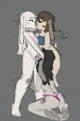 anthro black_hair bodily_fluids brown_body brown_fur clothed clothed_anthro clothed_female clothed_sex clothing cunnilingus dripping eyes_closed feeling_up female female/female fur grey_body grey_fur group hair heart_symbol holding_head holding_leg kissing kneeling kneeling_on_ground kneeling_oral_position knock-kneed licking long_hair looking_pleasured looking_up looking_up_at_another looking_up_at_partner oral saliva saliva_drip saliva_on_face sex shaking sloppy_kiss standing standing_on_toes standing_sex tan_body tan_fur thong tiptoes tongue topless topless_female tremble_spikes trembling trio underwear underwear_only vaginal white_body white_fur cunelli astraea_cunelli eros_cunelli terra_cunelli lagomorph leporid mammal rabbit absurd_res hi_res incest_(lore) sibling_(lore) twincest_(lore) twins_(lore)